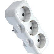 تصویر سه راهی برق ارت دار تیراژه مدل تاپ با ۳ عدد پریز 