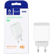 تصویر شارژر دیواری PD و فست 20W تک پورت DENMEN مدل DC06 