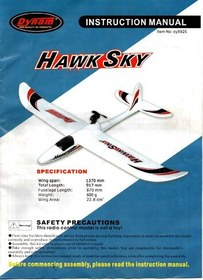 تصویر دانلود کتاب Hawk Sky RC Aircraft Instruction Manual کتاب انگلیسی راهنمای دستورالعمل هواپیما Hawk Sky RC