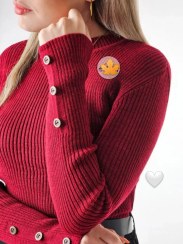 تصویر بافت یقه گرد مدل آستین دکمه کد ۱۹۹۰۳۰۲۱ 