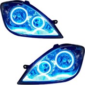 تصویر چراغ جلو اسپرت جمع ساز مدل حلقه نئون آبی یخی 