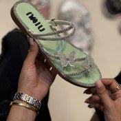 تصویر صندل زنانه نگین دار پروانه مدل 1195 رنگ رزگلد و صورتی و مشکی و سبز و نقره 