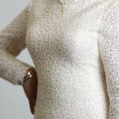 تصویر لباس مجلسی زنانه سایز ۴۰ پولکی سفید 