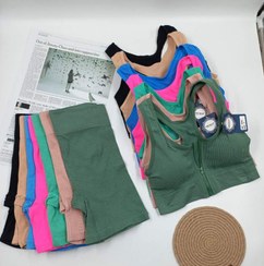 تصویر ست نیم تنه شورتک ورزشی زنانه کد6830 