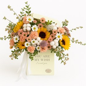 تصویر باکس گل آفتابگردان و میخک 