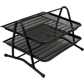 تصویر کازیه دو طبقه فلزی توری مشکی 