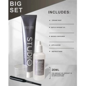 تصویر کیت رنگ ابرو استودیو پروفشنال رنگ مشکی STUDIO PROFESSIONAL LONG LASTING DYE FOR EYEBROW- BLACK