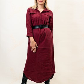 تصویر کفتان کتان - قهوه ای 