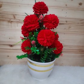 تصویر گل و گلدان داودی 10 گل مصنوعی(پس کرایه) 