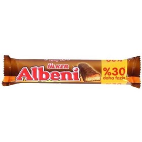 تصویر شکلات آلبنی دوبل حاوی لایه های بیسکوییت و کرم کاراملی Albeni Ulker chocolate