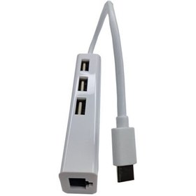 تصویر هاب تبدیل Type C به USB2.0 و LAN 