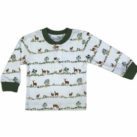 تصویر بلوز یقه گرد دو دگمه نوزادی طرح گوزن به آوران behavaran 