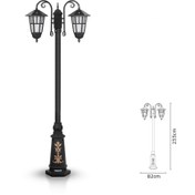 تصویر چراغ پارکی شب تاب مدل وندا + دو شاخه آرتا سرازیر + پایه ارغوان 