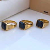 تصویر انگشتر مردانه استیل نگین مشکی سایز ۱۰ تا ۱۲ مونت بلانک 
