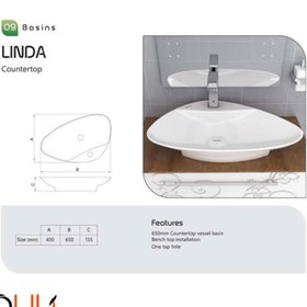 تصویر روشویی روکابینتی لیندا چینی کرد Linda Wash Basin