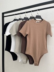 تصویر بادی نیم آستین جنس کبریتی فری سایز ۳۶تا۴۴ - طوسی 