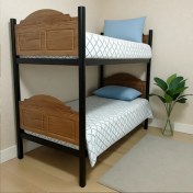 تصویر تخت دو طبقه چوبی فلزی 