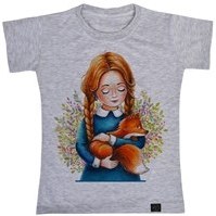 تصویر تی شرت دخترانه 27 طرح دختر و روباه کد V100 
