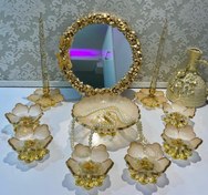 تصویر ظروف هفت سین کرم طلایی 