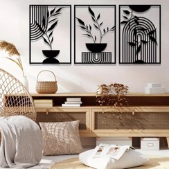 تصویر تابلو فلزی ست سه تیکه - سفید 