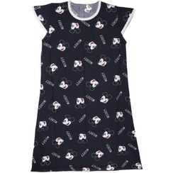 تصویر پیراهن نخی زنانه Missdo طرح میکی موس سرمه ای یقه گیپور 2018 