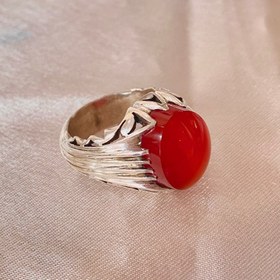 تصویر انگشتر عقیق قرمز اصل کار استاد پرچمی (پدر) 