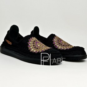 تصویر گیوه مدل سوزن دوزی - مشکی / giveh_zanane