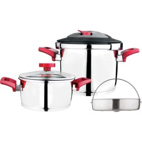 تصویر زودپز دوقلو کاندید مدل فونیکس (4 و 6 لیتر) Candid Steel Twin Pressure-Cooker 4+6-Litres Phoenix Model