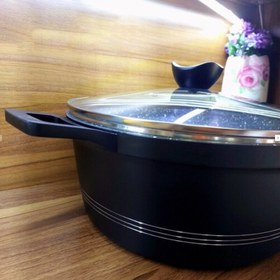 تصویر قابلمه چدن یونیک سایز 20 مدل UN-7803 Unique cast iron pot, size 20, model UN-7803