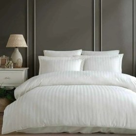 تصویر روتختی هتلی ۶ تیکه دونفره سفید پارچه میکرو پنبه 