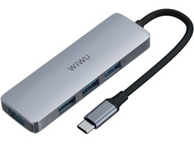 تصویر هاب تایپ سی چهار پورت یو اس بی فلزی ویوو WiWU Alpha A440 Pro Usb C Hub 4-in-1 