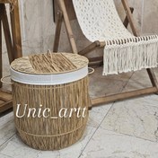 تصویر سطل لاندری رافیا نواری در دار 