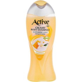 تصویر شامپو بدن کرمی اکتیو Active مدل Vanilla And Honey حاوی عصاره وانیل و عسل وزن 400 گرم 