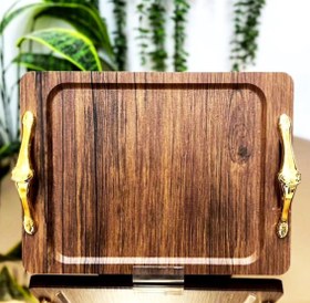 تصویر سینی چوبی وکیوم دسته دار مستطیل و دایره پذیرایی ام دی اف 