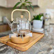 تصویر قوری پیرکس شعله مستقیم 1 لیتری دسته بامبو 