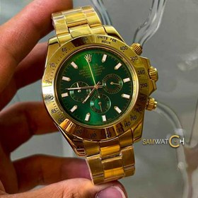 تصویر ساعت مچی مردانه رولکس دیتونا طلایی صفحه سبز کرنوگراف ROLEX DAYTONA 526 