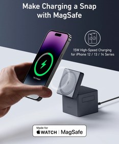 تصویر شارژر مکعبی بی‌سیم و مگنتی انکر مدل MagSafe 3-in-1 Y1811 Anker MagSafe 3-in-1 Y1811 15W Cube Wireless Charger