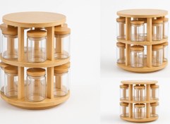 تصویر جا ادویه چرخشی چوبی ۱۰ تایی 