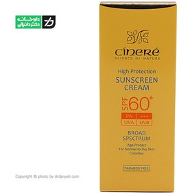 تصویر کرم ضد آفتاب سینره بی رنگ مناسب پوست معمولی تا خشک SPF60 Cinere SunScreen For Normal to Dry Skin SPF60 Cream 50ml