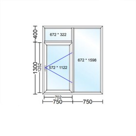 تصویر پنجره دوجداره upvc طرح 10 تک حالته 