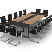 تصویر میز کنفرانس آبنوس جنس ام دی اف پایه فلزی کد C711 قابل سفارش در ابعاد و رنگ های مختلف conference table C711