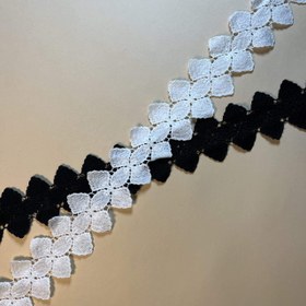 تصویر گیپور سفید, مشکی طرح گل – کد JIB-256 