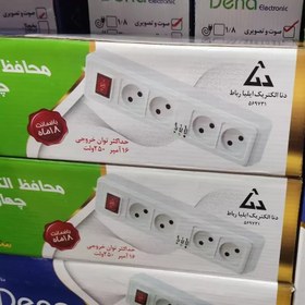 تصویر محافظ برق دنا چهارخانه با کابل 3متری بسته 24 عددی عمده ، محافظ ولتاژ برق دنا عمده ، محافظ دنا 