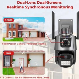 تصویر مینی اسپید دام دولنزه icsee ضدآب 8 مگاپیکسل camera dual lenz icsee