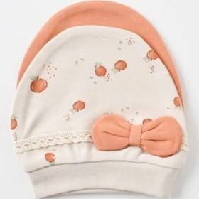 تصویر کلاه گرد نوزادی 2 عددی طرح سیب بی ارگانیک Biorganic 