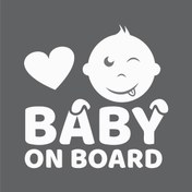 تصویر برچسب بدنه خودرو طرح کودک روی صندلی نشسته - قرمز Baby On Board