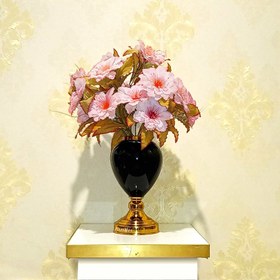 تصویر گلدان تندیس کد 1023 - فلزی و شیشه ای مشکی طلایی 