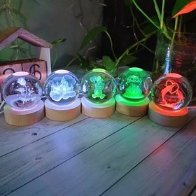 تصویر چراغ خواب گوی کریستالی ،RGB (رنگی) - قطر۶ Light night