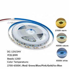 تصویر ال ای دی نواری 12 ولت ۲۸۳۵ Natural White 12V 120L LED Strip