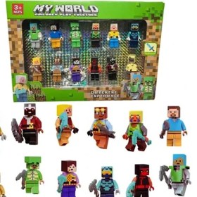 تصویر مجموعه ۱۲ عددی شخصیت های لگو ماینکرفت 